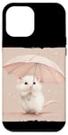 Coque pour iPhone 15 Plus Rat blanc passionnant avec parapluie pour les créateurs de tendances