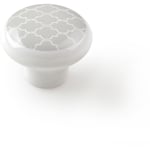 REI - Bouton de meuble en porcelaine Finition grise 1 unité