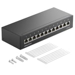 CAT 6a Panneau de Brassage Panneau de Distribution 12 Ports 1 UH Desktop & Mural Blindé 12x Prise RJ45 LAN Câble D'installation Réseau TIA568A TIA568B RAL 9005 Noir.[G3094]