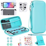 15 en 1 Accessoires pour NS Switch OLED, Accessoires Pack, Housse Switch, Verre Trempé, Protection pour Joy con, Thumb Grip,