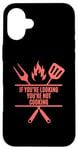 iPhone 16 Plus Funny Cooking BBQ Grilling Mom Dad in Living Coral color Case