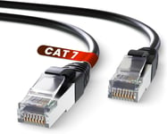 Câble Ethernet Cat 7 25m, 100% Cuivre Haute Vitesse cable ethernet- Câble Réseau LAN Rond Intérieur avec Connecteurs RJ45 | 28AWG, SFTP Blindé internet reseau cable (25 Mètres, Noir)