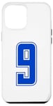 Coque pour iPhone 15 Pro Max Bleu Royal Numéro 9 Équipe Junior Sports Uniforme Numéroté