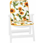 Coussin de Chaise de jardin Pliant Douce Intérieur Extérieur Motif tournesols - Blanc