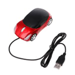 1000DPI Mini Car Shape USB 3D Optisk Kabelansluten Innovativ 2 Strålkastare Mus för PC Bärbar dator Red