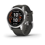 Garmin fēnix 7S PRO SOLAR, Smaller Premium Multisport GPS Smartwatch,Solar Charging, Advanced Training Features, Touchscreen and Buttons, Flash Light, Up to 14 days battery life, Graphite