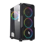 Noua Smash S1 Black Case ATX PC Gaming 0.45mm SPCC 3*USB3.0/2.0 Front Metal Mesh 4 Dual Halo RGB Rainbow Addressable 5V ADD Tempered Glass Side Panel (HxWxL: 450x370x195mm)