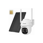 3G/4G Caméra Surveillance Exterieure avec Carte sim 2K lte Camera Solaire sans Fil avec 3W Panneau Solaire, Blanc - Iegeek