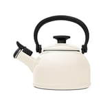 Forchetto Bouilloire Rétro, Couleur Crème, Petite, 1,6 Litres, Émail, Design Rétro, Avec Sifflet Noir, Sans Nickel, Sans Allergie, Inoxydable