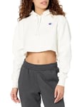 Champion Women's Reverse Weave Cropped Cut Off Hood Sweatshirt, White, Medium