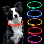 AUAUY Collier Lumineux Chien, Collier Chien LED pour Animaux Rechargeable USB, Découpable Collier Imperméable Collier Chien Réglable pour Petits, Moyens et Grands Chat et Chien -Rouge