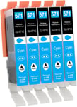 5X Cyan Cartouches d'encre Compatibles pour Canon Pixma CLI-571C XL pour Canon PIXMA MG5750 MG5751 MG5752 MG5753 MG6850 MG6852