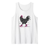 Quirky Chicken In Pink Heels Funny Farm Animal Tank Top