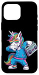 Coque pour iPhone 16 Pro Max Licorne dans les années 80 avec enregistreur cassette