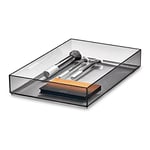 iDesign 95319EU Organisateur Table à Maquillage, séparateur tiroir de la Collection Exclusive Sarah Tanno, Article de Makeup Organizer en Plastique à Combiner, Gris, 20,3 x 30,5 x 5 cm