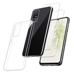 MIBZOR Coque Compatible avec TCL 40 NXTPAPER 5G (6.75")(Pas pour TCL 40 NXTPAPER 4G), 1 Housse et 2 Pièces Verre trempé écran Film Protecteur, Transparent Souple Silicone Étui Bumper TPU Case Cover