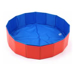 Piscine pour animaux de compagnie Chien Piscine Chat Table de Sable Bassin de Bain Piscine Pliable, Rouge, (80x30cm)