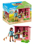 Playmobil 71308 Agricultrice et poulailler - Country - avec Un Personnage, Un poulailler et des Animaux - Gamme Ferme avec Plus de 80% de matériaux recyclés ou biosourcés en Moyenne - Dès 4 Ans