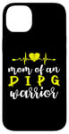 Coque pour iPhone 14 Plus Ruban jaune « Mom Of An DIPG Warrior Heartbeat »