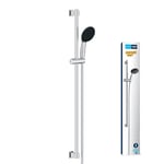 GROHE Vitalio Start 110 - Shower Set (Round 11cm Hand Shower 2 Spray: Rain & Jet, Anti-Limescale System, Shower Hose 1.75m, Rail 90cm, Water Saving), Easy to Fit with GROHE QuickGlue, Chrome, 26955001