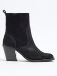 River Island Suede Western Boots- Black, Black, Size 6, Women