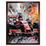 Grand Prix Paint Splat Red Race Car Bold Art Print Framed Poster Wall Decor 12x16 inch