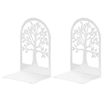 MSDADA -1 Paire de Serre-Livres en métal pour Enfants, Arbre Porte-Bonheur, Bibliothèque antidérapante, pour Bureau et école,Décoration pour la fête des mères, (Blanc)