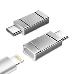 Lightning to USB C Adapter, 2 Pack USB-C Male to Lightning Female Adapter for iPhone 15/15 Pro/15 Pro Max/15 Plus/MacBook/iPad/Laptop/Samsung, Only Supports Charging and Data Transmission (Silver)