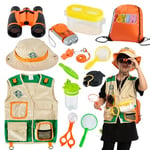 JOYIN Kit d'exploration pour Enfant et Jouet d'attrapeur d'insectes (Gilet, Chapeau, Jumelles, Lampe de Poche, loupe et Boussole) pour l'exploration extérieure, équipement de Camping pour Enfants