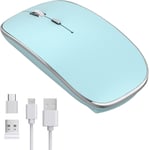 Souris sans Fil Rechargeable, Souris sans Fil 2.4G Silencieuse Mince avec Récepteur Nano USB Type C 1600 DPI Réglables Souris Portable pour PC, Ordinateur Portable, Macbook, Tablet (Bleu)