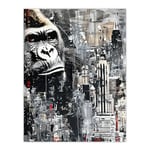 Artery8 King Kong Gorilla New York Skyline Oil Painting Living Room Extra Large XL Wall Art Poster Print