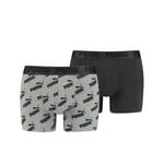 PUMA Boxer AOP 2-Pakk - Grå/Sort, størrelse X-Large