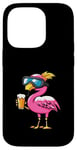 Coque pour iPhone 14 Pro Flamant rose amusant avec bière | BD Apres Ski