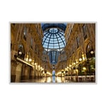 Tableau sur Toile avec Cadre – Milano – Galeria Vittorio Emanuele II – pour lit 1 Place du Homme – 70 x 100 cm – Style Moderne Blanc – (Code 1473)