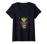 Marvel X-Men Wolverine Classic Retro Color Pop Face T-Shirt avec Col en V