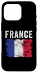 Coque pour iPhone 16 Pro Drapeau de la France vieilli – Hommes, femmes, enfants – Drapeau français