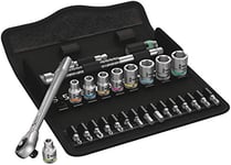 Wera 05004017001 8100 SA 7 Zyklop Metal Ratchet Set with push-through square, 1/4" drive, metric, 28 pieces