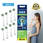 Pack of 8 Oral-B Cross Action Electric Toothbrush Heads & White