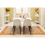 Ensemble table blanche effet marbre et 4 chaises scandinaves blanches cassées - Urban Meuble