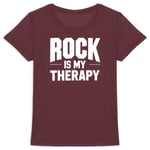 Tee Shirt "Rock Is My Therapy" - Pour Femme - Confectionné En France - Coton 100% Bio - Cadeau Rock Original Rigolo