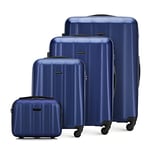 WITTCHEN Valise de Voyage Bagage à Main Valise Cabine Valise Rigide en Polycarbonate avec 4 Roulettes Pivotantes Serrure à Combinaison Poignée Télescopique Cruise Line Set de 4 Valises Bleu