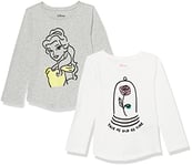 Amazon Essentials Disney | Marvel | Star Wars | Frozen | Princess T-Shirts à Manches Longues Fille, Lot de 2, Princess Belle, 11-12 Ans