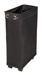 WENKO Collecteur de linge Corno, noir, solide corbeille à linge avec couvercle et à roulettes, coffre à linge WENKO, 100 % en polyester, contenance 43 l, (l x h x p) : 18,5 x 60 x 40 cm 69737800
