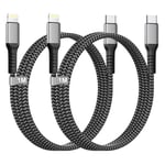 Câble USB C vers Lightning 1M 2Pack[Certifié MFi],Câble iPhone USB C Câble Chargeur iPhone Charge Rapide Nylon Cable Lightning USB C Cordon iPhone Fil Chargeur pour iPhone 14 Pro Max 13 12 11.[W246]