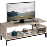 Yaheetech Meuble TV Bas Table TV Support de Télévision en Bois pour Salon Chambre Salle à Manger à 3 Niveaux Style Industriel 106 x 39,5 x 40 cm Gris