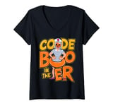 Womens Code Boo In The Er Crew Ghost Boo-jee Nurse Halloween V-Neck T-Shirt