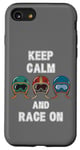 Coque pour iPhone SE (2020) / 7 / 8 Casques rétro vintage, Go Kart Car Racing, Keep Calm & Race On