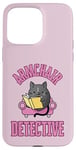 Coque pour iPhone 15 Pro Max Fauteuil détective – Chat lisant un livre mystère confortable