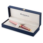 Waterman Hémisphère Rollerball Pen Metal & Pink Lacquer with Gold Trim Fine Point Black Ink Gift Box