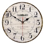 Toudorp Horloge Murale de 14 Pouces en Bois de Style campagnard français Horloge Murale silencieuse à Piles Horloges murales Rondes à Quartz de qualité Facile à Lire Horloge Murale décorative Vintage